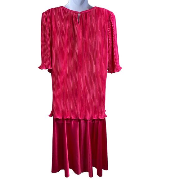 Vintage Gilberti Pink Sequin Pleated Midi Dress Size 12 Special Occasion 80’s - Picture 2 of 12